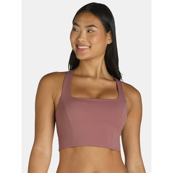 Avia Square Neck Sports Bra for Women, Medium Support, S-3XL