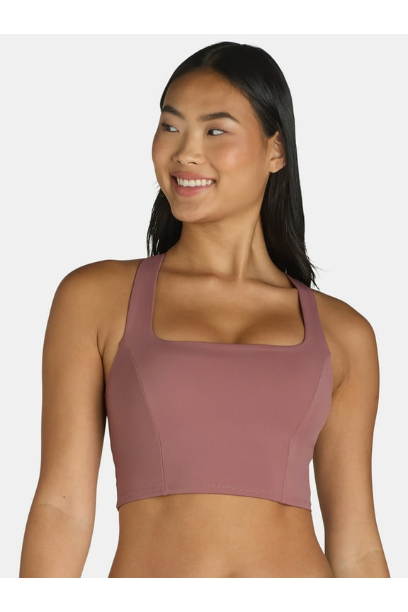 Square Neck Sports Bra for Women, Medium Support, S-3XL