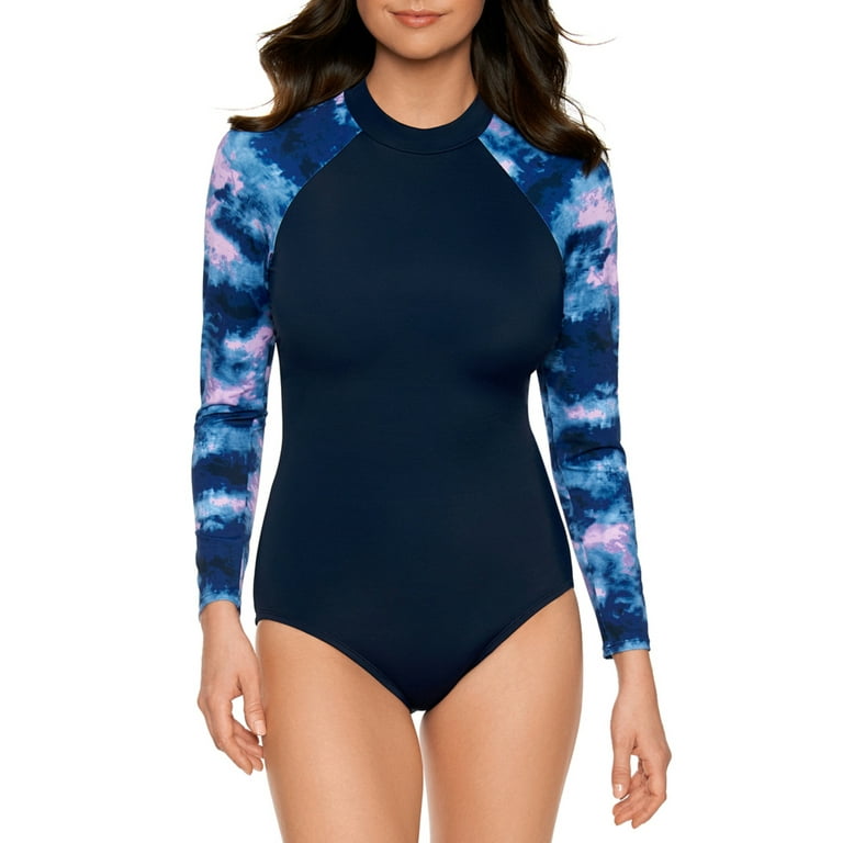 Avia Women s and Women s Plus Moody Skies Long Sleeve One Piece