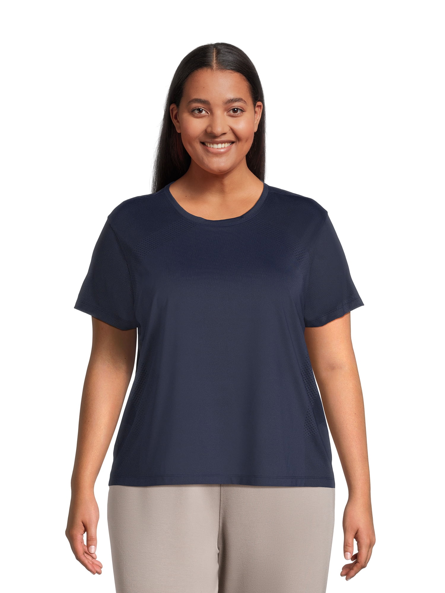 Avia Women’s and Women's Plus Perforated Performance TShirt with Short