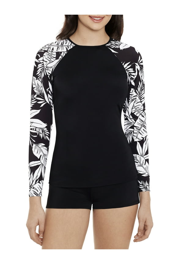 Women’s and Women’s Plus Raglan Rash Guard Swim Top