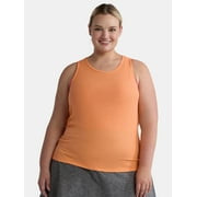 Avia Women's and Women's Plus Ribbed Shirred Back Tank Top, Size XS-4X