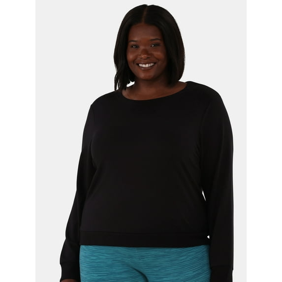 Avia Women's and Women's Plus Twist Back Top with Long Sleeves, Sizes XS-4X