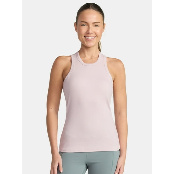 Avia Women's Cotton Ribbed Tank Top with Shelf Bra, Sizes XS-XXXL