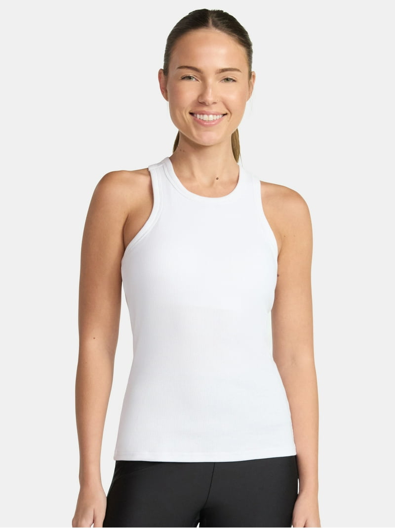 Answer4 Tanktop Mサイズ　白　試着のみ　即日発送 Avia Women's Cotton Ribbed Tank Top with Shelf Bra, Sizes XS-XXXL
