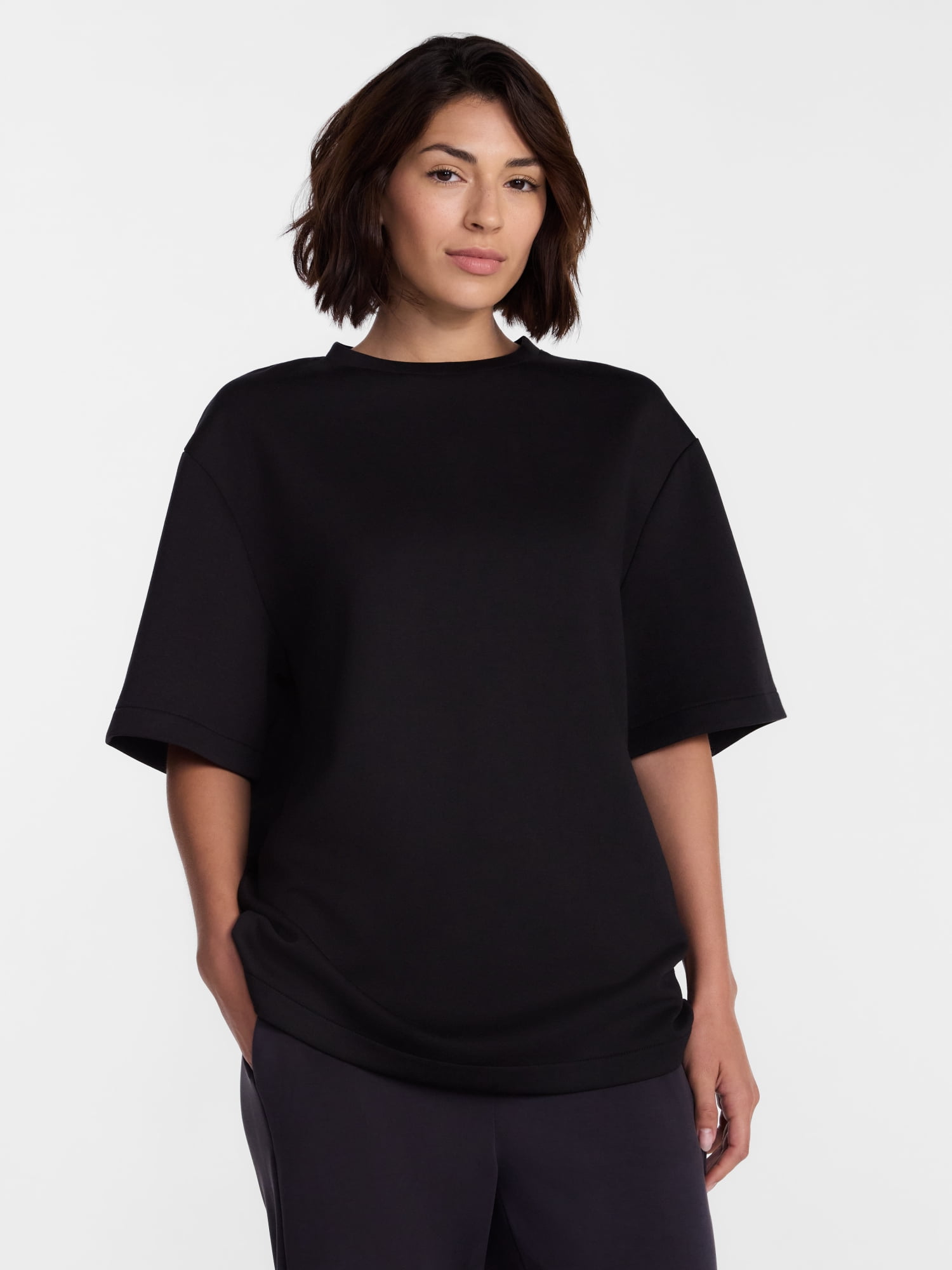 Avia Women's ScubaKnit Short Sleeve Tunic Top, Sizes XS-XXXL