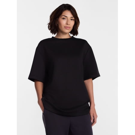 Avia Women's ScubaKnit Short Sleeve Tunic Top, Sizes XS-XXXL