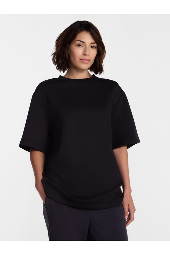 Women's Scubaknit Tunic Top with Short Sleeves, Sizes XS-XXL