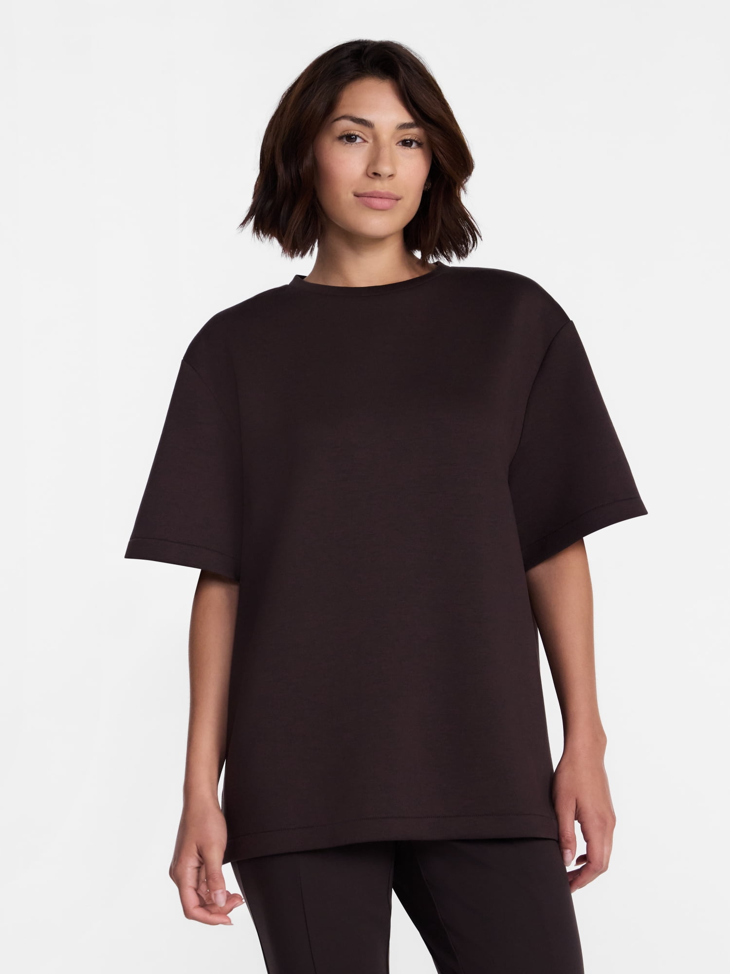 Avia Women's ScubaKnit Short Sleeve Tunic Top, Sizes XS-XXXL