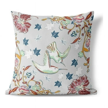Avian Garden Throw Pillow with Removable Cover in Gray 16x16