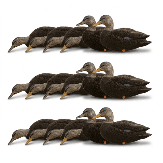 Avian X AXF Flocked Full Body Rugged Black Ducks Fusion Pack, 18 Pack