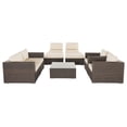 thumbnail image 1 of Avianna Outdoor Wicker 6 Seater Sofa Chat Set with Ottoman, Multibrown and Beige Fabric, 1 of 13