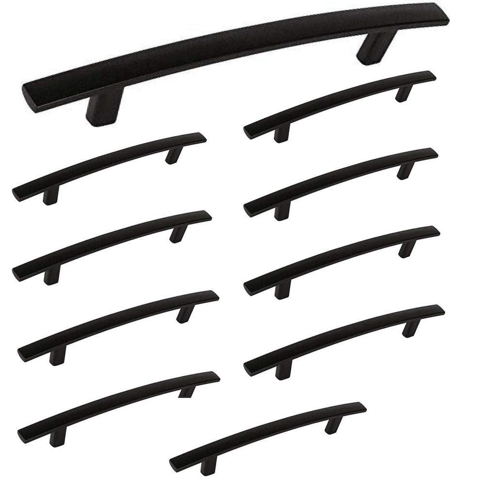 Matte Black Modern Curved Arch Handle Pulls - Pack of 10