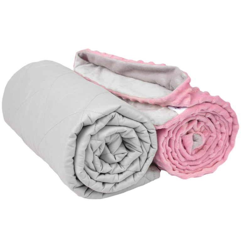 Aviano Premium Weighted Blanket for Kids 7 lbs with Removable Duvet Cover Pink Gray Size 56x41 In. Heavy Heating Blankets for Restlessness