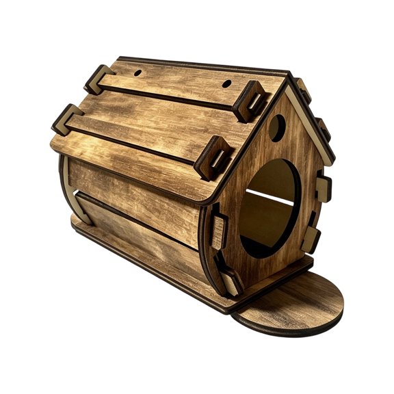 Aviary Bird House for Small Birds, Wooden Shelter Box, Round Opening, Slatted Canopy, Garden Resting Corner Display