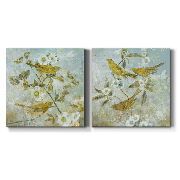 Aviary Garden I - Premium Gallery Wrapped Canvas - Ready to Hang Set of 2 - 40 x 40 Each