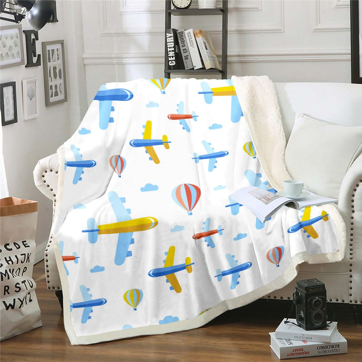 Toddler Boys Fleece Blanket 40x50" - Cars, Trucks, Airplanes Pattern, Soft Throw For Nap & Travel - View #7