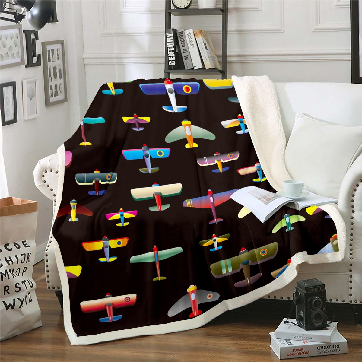 Aviation Aircraft Blanket Airplane Throw Blanket 50"x60",Multicolor