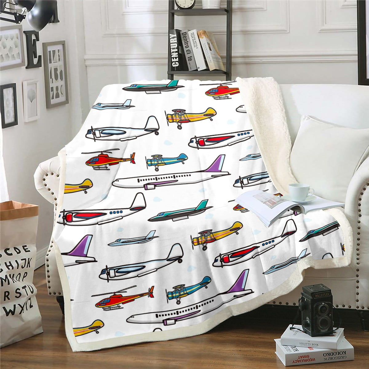 Aviation Aircraft Blanket Airplane Throw Blanket 60"x80",Multicolor