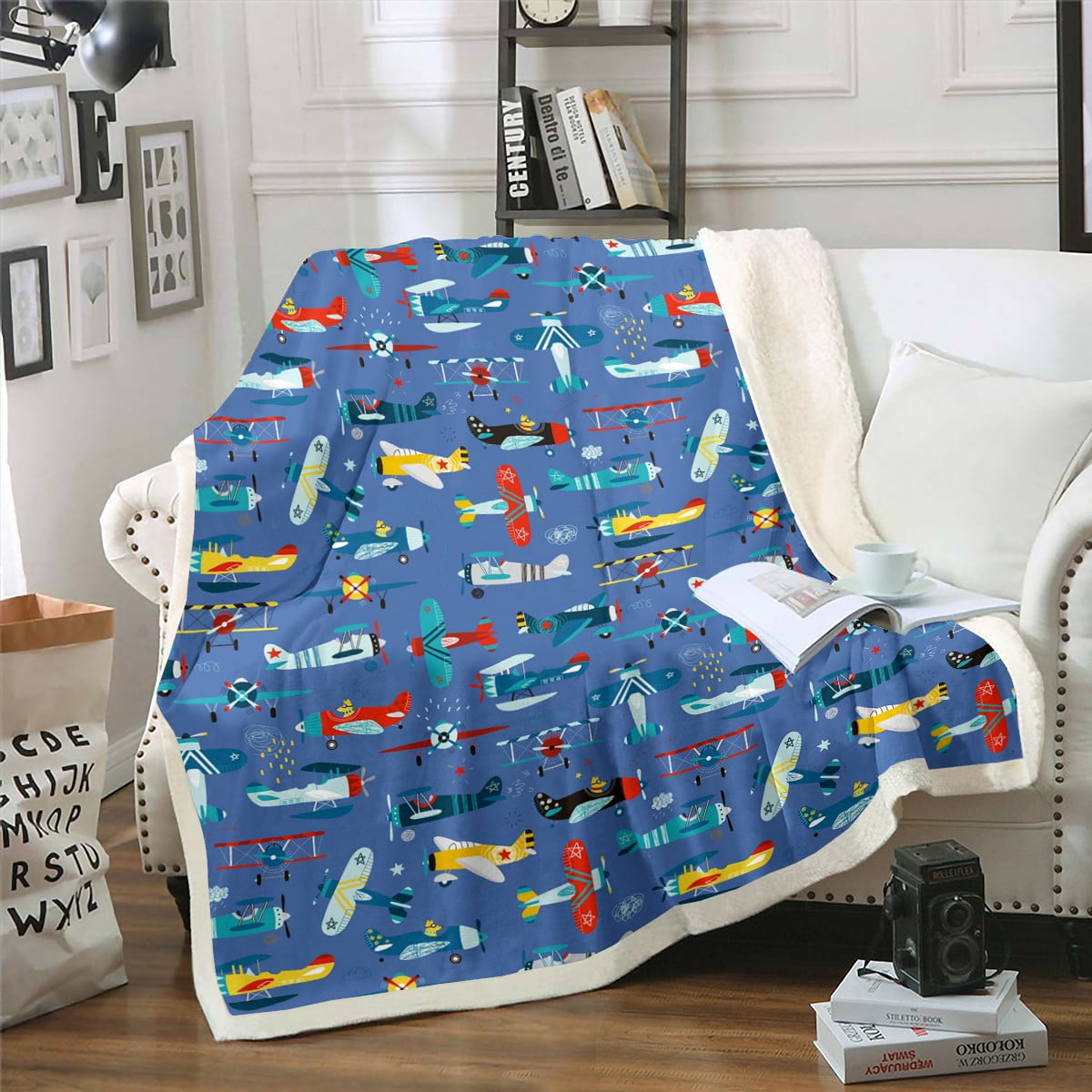 Aviation Aircraft Toddler Blanket Airplane Throw Blanket 60"x80