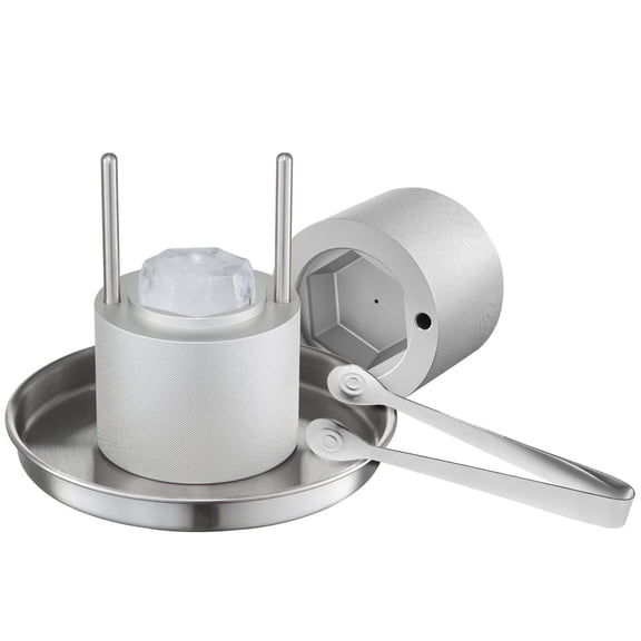 Aviation Aluminum Ice Diamond Press Kit 2.4 Inch Ice Ball Maker with Tong and Drip Tray for Whiskey Cocktail Bourbon Scotch Party Holiday