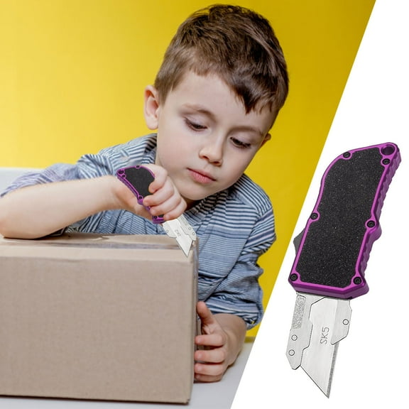 Aviation Aluminum Utility Knife,Aviation Utility Knife Retractable Replaceable Heavy Duty Box,Auto-Retractable Utility Knife not bend,Aerospace Aluminium Sandpaper Face Knife Handle Paper Cutter