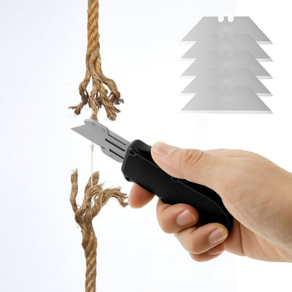 Aviation Aluminum Utility Knife Portable Craft Utility Knives with 5 Spare Blades Retractable Box Cutter with Clip for Home Office Crafts Arts