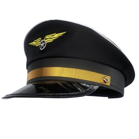 Aviation Cap Captain Hat Adjustable Octagonal Hat with Badge Hat All-match for Birthday Gatherings