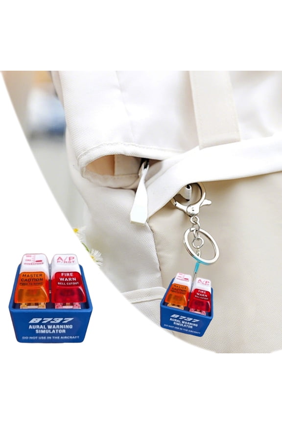 Aviation Cockpit Alert Keychain Simulator, 4 Warning Sound Effects and LED Light Pilot Gift Keyring with Emergency Button Sounds