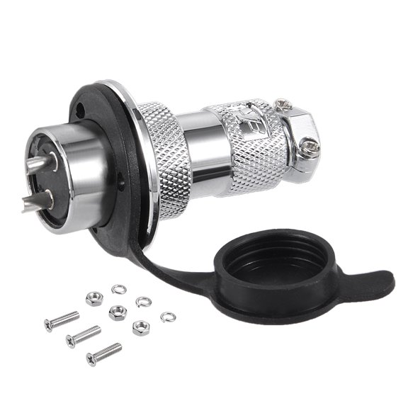 Aviation Connector 20mm 2P 20A 250V M20-2 Waterproof Male Wire Panel Chassis