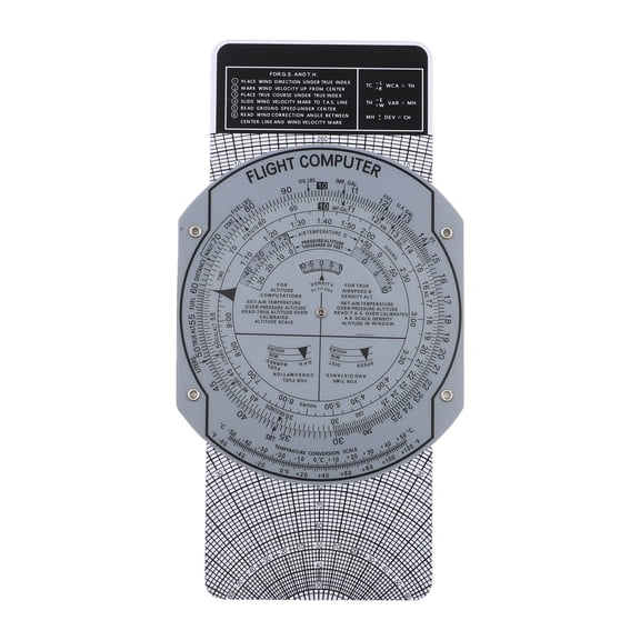 Aviation Flight Computer E6B Navigation Slide Rule With Vector Plotter For Pilot Training And Flight Planning, Portable ABS Flight Ruler 9.05x4.72 In