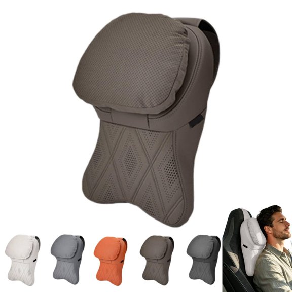 Aviation-Grade PU Leather Car Headrest, Comfortable Memory Foam Car Neck Pillow, Soft & Breathable Car Headrest, Ergonomic Vehicle Neck Support Pillow, for Most Cars