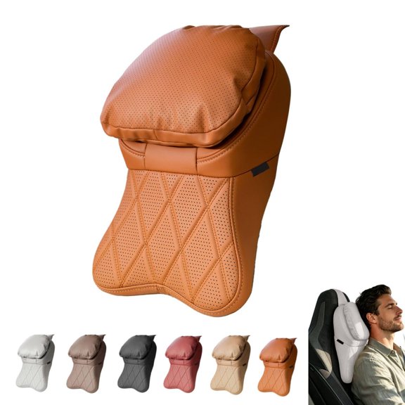 Aviation-Grade PU Leather Car Headrest, Comfortable Memory Foam Car Neck Pillow, Soft & Breathable Car Headrest, Ergonomic Vehicle Neck Support Pillow, for Most Cars