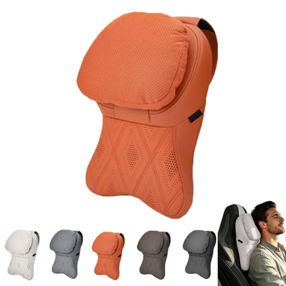 Aviation-Grade PU Leather Car Headrest, Comfortable Memory Foam Car Neck Pillow, Soft & Breathable Car Headrest, Ergonomic Vehicle Neck Support Pillow, for Most Cars