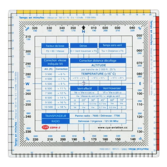 Aviation Navigation Ruler for Flight Map Protractor, Plastic Directional Drawing Tool with Calibration Accuracy for Students and Carpenters