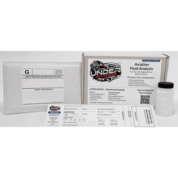 Aviation Oil Analysis Test Kit – Prepaid Aircraft Engine Fluid Testing | Single Prepaid Laboratory Oil & Fluid Testing Kit for Airplane & Helicopter Engines & Gearboxes | Return Postage Included