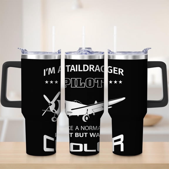 Aviation Pilot Airplane Stainless Steel Insulation Mug with Lid and Handle, 30oz