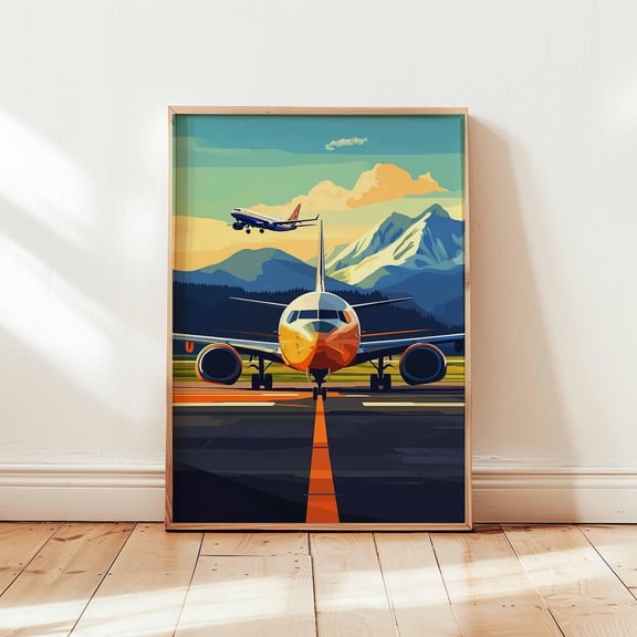 Aviation Poster Aircraft Vintage Plane Wall Art Pilot Flight Gift, Unframed Poster