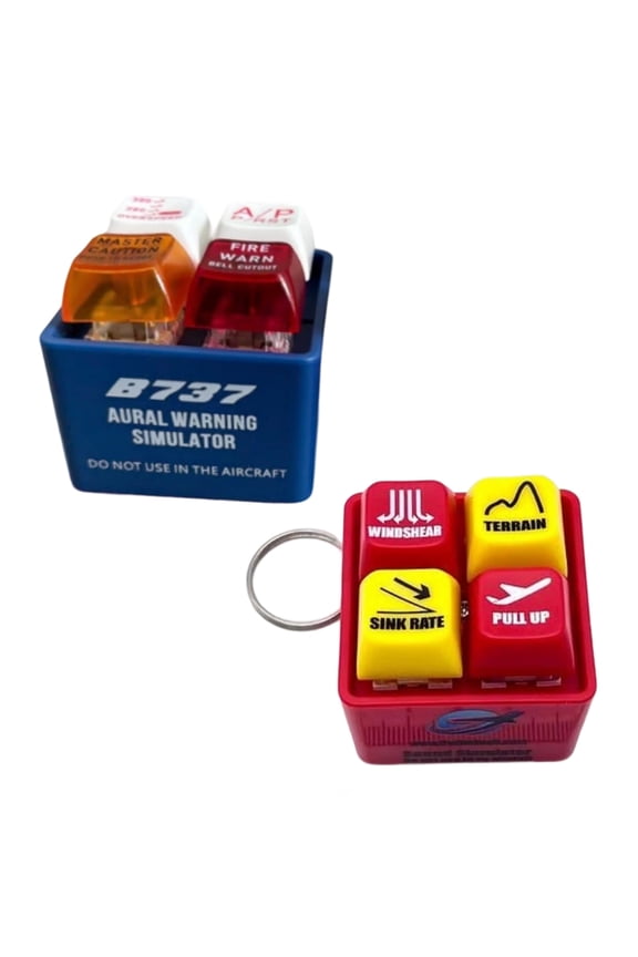 Aviation Safety Keychain With Alert Alarm Button 1.6'' Red, Blue Led Warning Light Attachment Sound