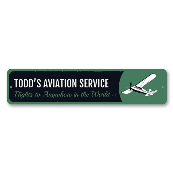 Aviation Service Sign, Pilot Name Sign, Airplane Sign, Custom Aviation Decor, Plane Aluminum Sign - 4x18 inches