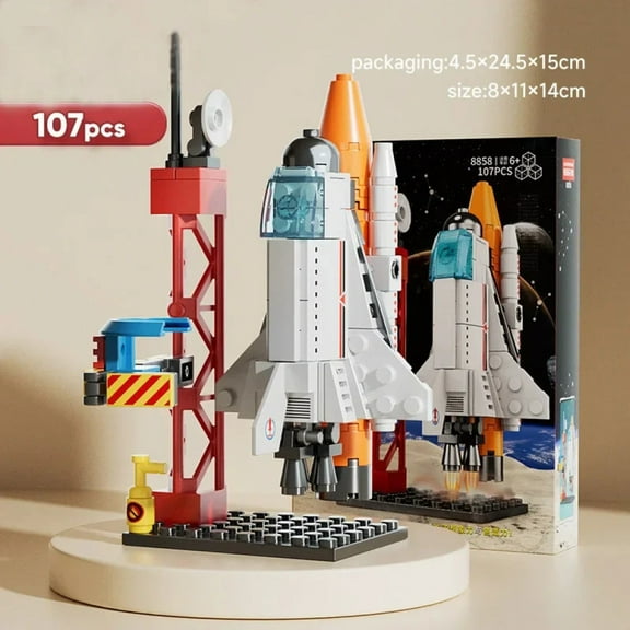 107 Piece DIY Building Blocks Space Rocket Craft Launch Center Base Puzzle Model Assembling Bricks Small Set Education Boys Toy