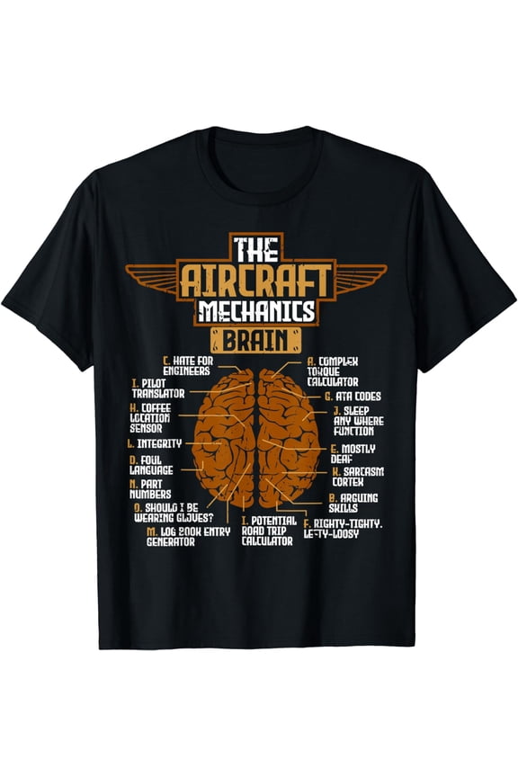 Aviation T-Shirt Aircraft Mechanics Brain