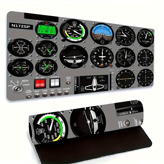 Aviation-Themed Desk Mat Non-Slip Large Mouse Pad with Realistic Flight Simulator Design for PC Gamers and Pilots