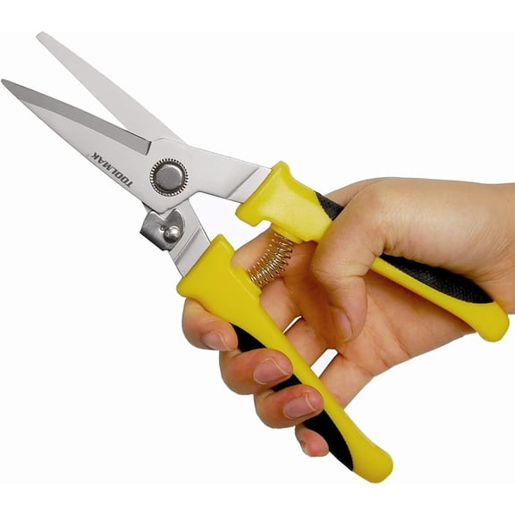 Aviation Tin Snips Heavy Duty Metal Cutter, Straight Shears with Stainless Steel Blade & Comfort Grips, Multifunction Cutting of Branches, Cable Wires, Thin Iron, Cardboard(Right Hand), 8 Inch