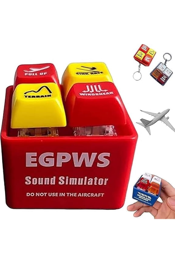 Aviation Warning Sound Keychain, LED Cockpit Button Simulator with 4 Alarms, Pilot Gift for Aircraft Enthusiasts(Red,1Pcs)