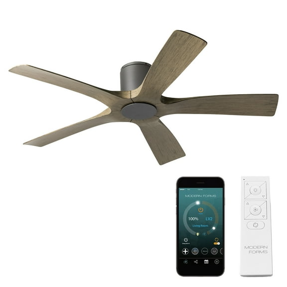 Aviator 54" Graphite/Weathered Gray Smart Flush Mount Ceiling Fan with Remote Control