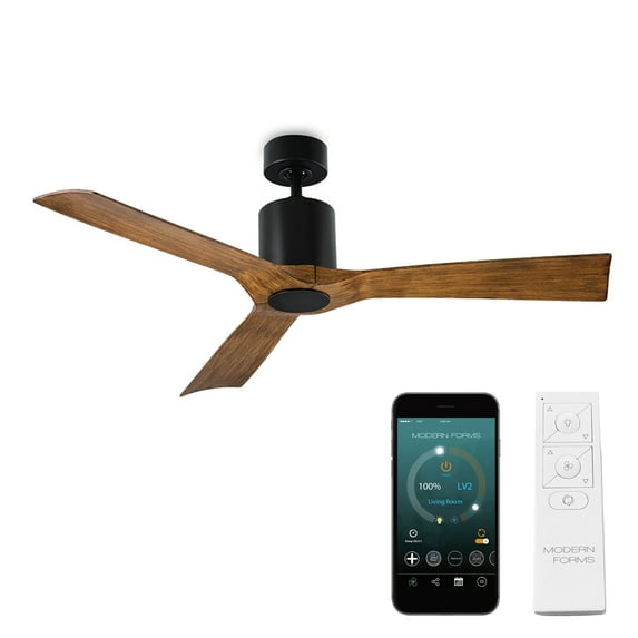 Aviator 54" Matte Black/Distressed Koa Smart Ceiling Fan with Remote Control