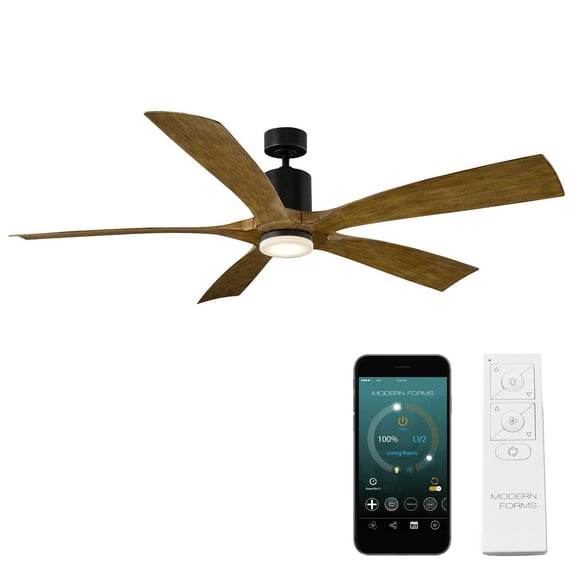 Aviator 70" Matte Black/Distressed Koa Smart Ceiling Fan with Remote Control