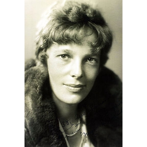 Aviator Amelia Earhart 1930 Portrait - 12x18 Inch Laminated Aviation Poster - Stunning Detail and Bold Colors