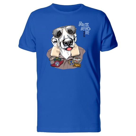 Aviator Dog In Leather Jacket Tee Men's -Image by Shutterstock
